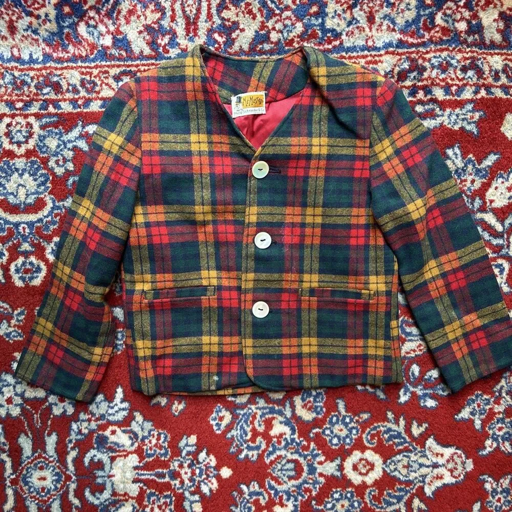 Vintage MR. MASTER Philip Schneider Wool Toddler Blazer Plaid Jacket Lined 4T